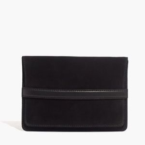 BLACK LEATHER & SUEDE MADEWELL CLUTCH